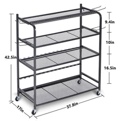 Garage fishing rod rack 15-rod capacity with wheels