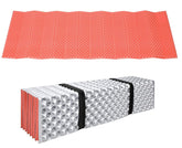 BKS Foam backpacking sleeping pad folded compact for easy transport.
