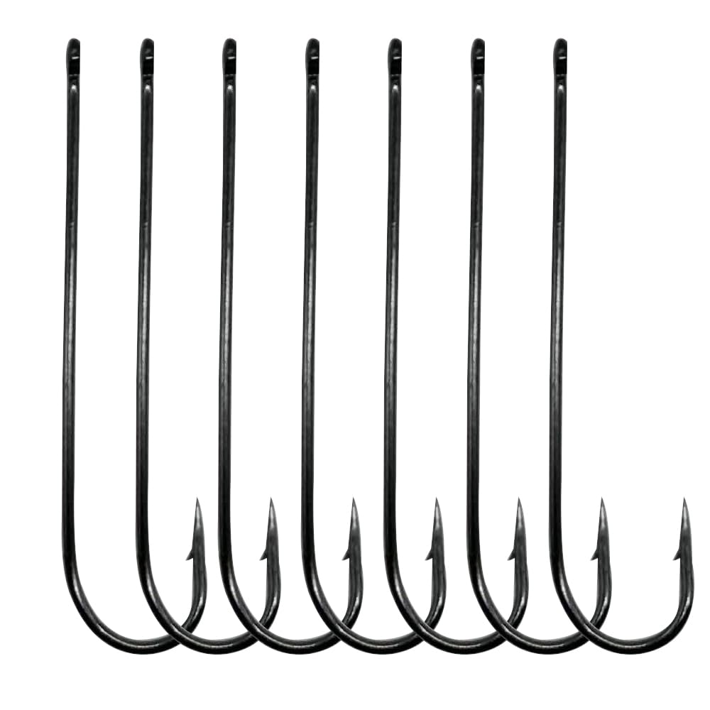 Black Aberdeen offset hooks set of 100pcs with long shank and black nickel coating