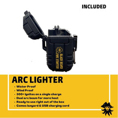 Black Beard ferro rod sparks in all weather for instant lighting.