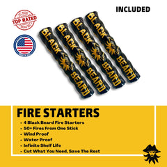 Black Beard ferro rod spark generates reliable flames in any weather.