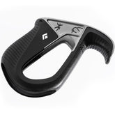 Black Diamond ATC Pilot belay device front view highlighting ergonomic handling.