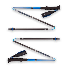 Black Diamond Distance Carbon Z poles extended view for fast packing and on-trail stability.