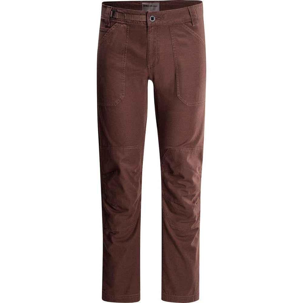 Black Diamond Dogma pants front view, ideal for climbing and trekking durability.