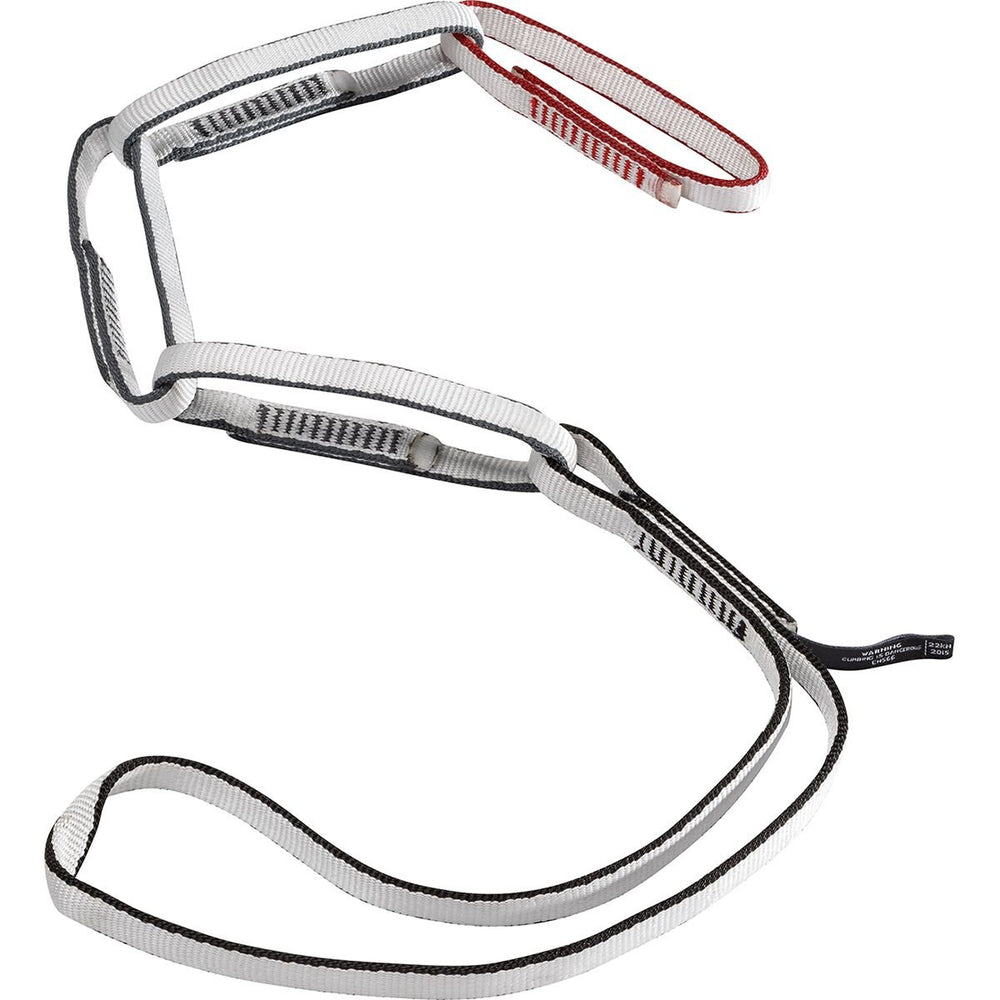 Black Diamond Link Personal Anchor demonstrates a secure setup for belay transitions.