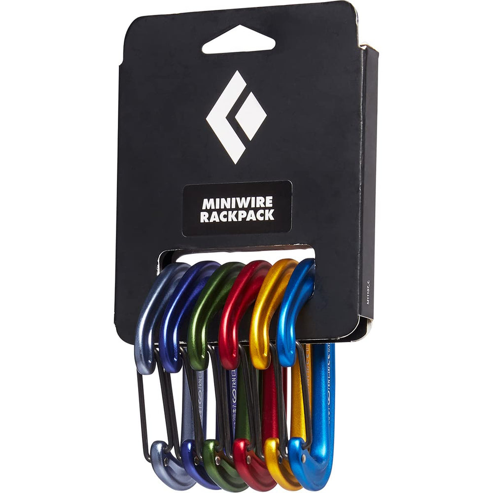 Black Diamond MiniWire Rackpack ultralight carabiners for fast gear ID and streamlined racking