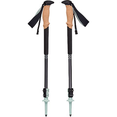 Black Diamond Pursuit trekking poles with charcoal-foam green grips for all-day comfort on rugged trails.