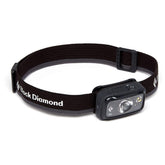 Black Diamond Spot 350 headlamp front view highlighting compact design for trail use and camping tasks.