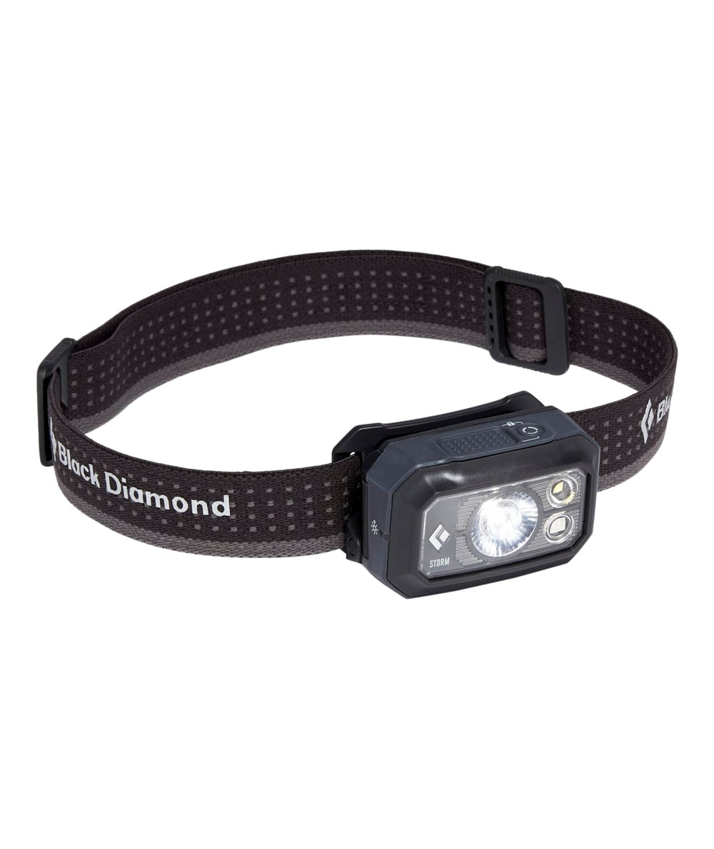 Black Diamond Storm 400 headlamp front view for rugged backcountry lighting