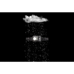 BLACK DIAMOND Storm 450 headlamp worn on head demonstrates secure, bounce-free fit