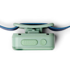 BLACK DIAMOND Wiz Kid headlamp emits soft light with low-light output for gentle evenings.