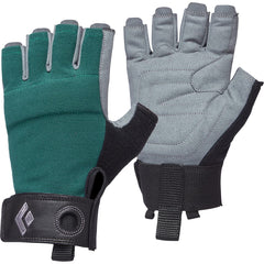 Black Diamond Women's Crag Half-Finger Gloves for belaying, durable leather.
