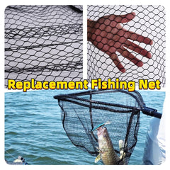 Stealthy black rubber-coated landing net in use
