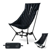 BLACK ORCA inflatable high-back chair setup for quick comfort during camping.