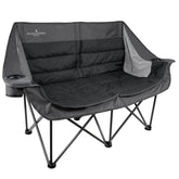 Black Sierra DoubleWide Sofa open side view shows spacious seating for two campers