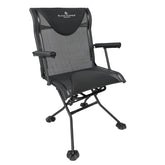 Black Sierra Equipment Deluxe swivel chair front view shows stealth-ready profile for discreet hunting