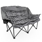 Black Sierra double camping chair folded in carry bag for easy transport