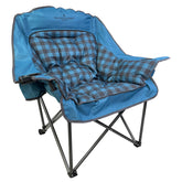 Black Sierra Equipment oversized chair front view shows sturdy frame for heavy outdoor use.