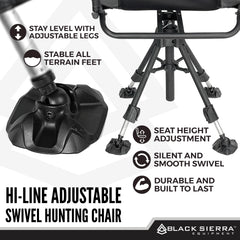 Black Sierra Equipment Silent 360 swivel chair collapsible armrests for archery use