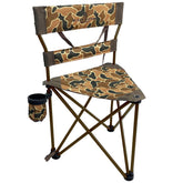 Black Sierra Equipment XL tripod hunting stool assembled demonstrates sturdy steel frame support for outdoor seating.