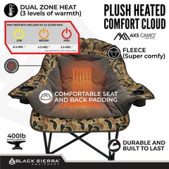 Black Sierra Heated Chair dual drink holders for easy beverages outdoors