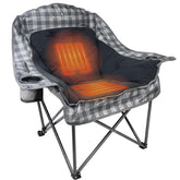 Black Sierra Heated Fleece Chair plush padding for warm outdoor seating.