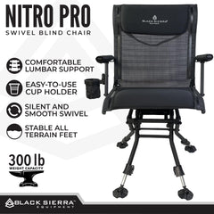 Black Sierra XL Swivel Chair all-terrain feet stabilize uneven ground