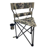 Black Sierra XL Tripod Stool folded for compact transport during camping or travel.