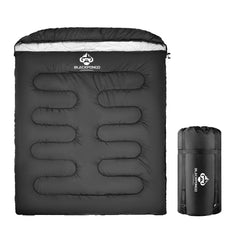 Blackpongo double sleeping bag inside view showing roomy two-person comfort for all-season camping.