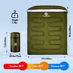 Blackpongo double sleeping bag queen size ventilation showing foot vent for temperature control