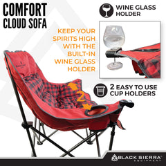 Black Sierra chair folds into a carry bag for easy transport and storage.