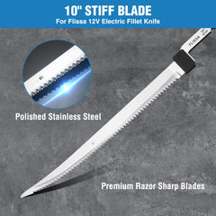 Stiff blade ideal for large fish like tuna and swordfish