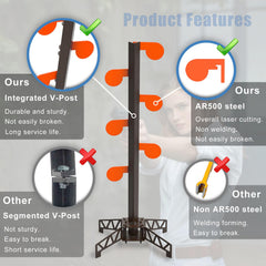 BLANCOHABIL AR500 dueling tree base provides stable four-leg support.
