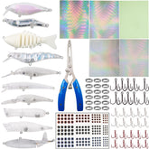 Blank fishing lure kit with unpainted lures and pliers