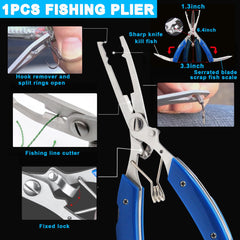 Treble hooks, split rings, and blank lures in kit