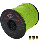 Blaze Line neon-green throw line on a tree for high-visibility arborist throws.