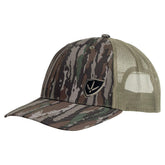 BLOCKER OUTDOORS Finisher turkey hat front view highlights stealthy camo and lightweight comfort.
