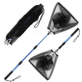 Blue Billow fishing net with extended telescoping handle at 50.8 inches