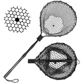 Blue Billow rubber fishing net with large folding hoop for easy big-fish landings.