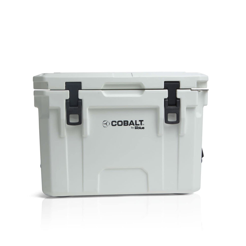 Blue Coolers Cobalt 25qt front view highlighting rugged outdoor design