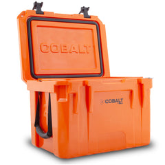 Blue Coolers Cobalt 25qt side view emphasizes compact ice capacity for trips.