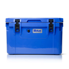 Blue Coolers Ice Vault 60qt front view highlights rugged roto-molded shell for outdoor reliability