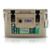 Blue Coolers 30QT lid view shows a sturdy lockable lid for secure outdoor use.