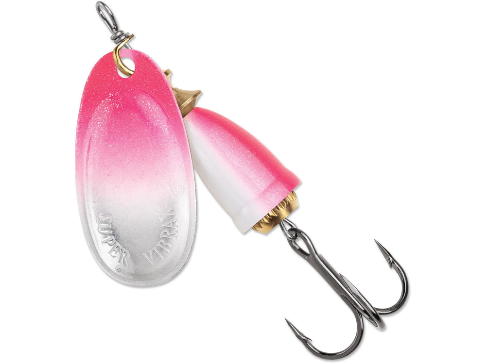Blue Fox Classic Vibrax 05 Northern Lights lure with UV orange pearl boosts visibility in murky water