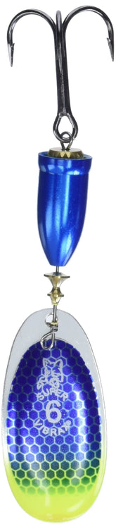 Blue Fox Classic Vibrax UV 5/8 blue-scale chartreuse-tip boosts visibility.