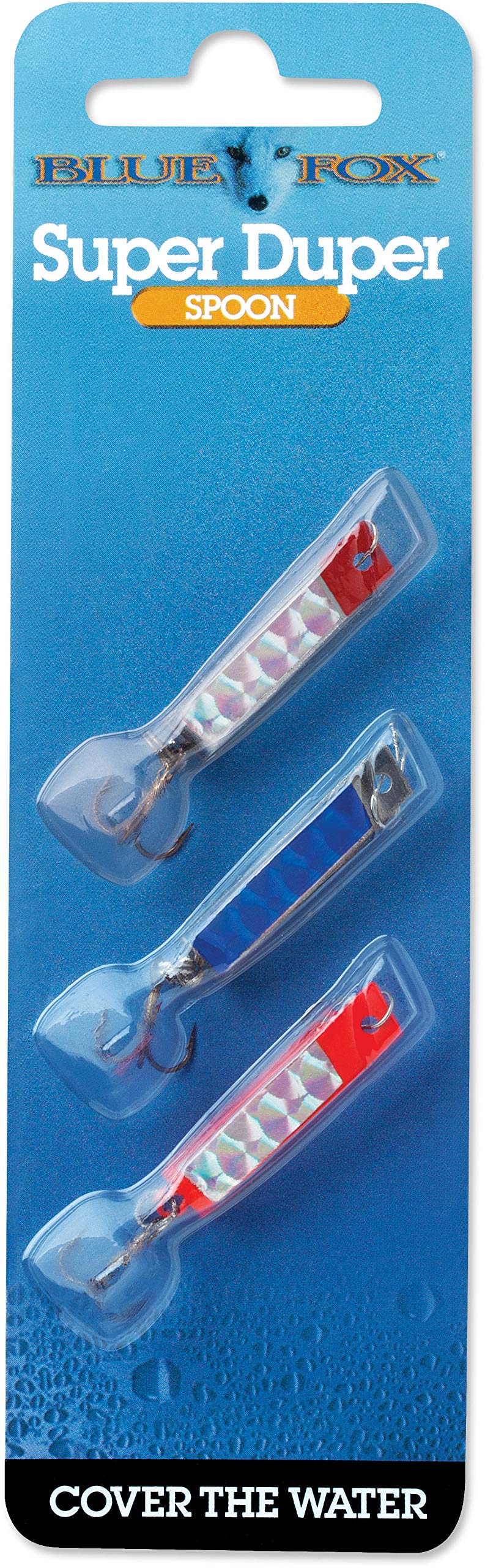 Blue Fox Super Duper Lure Kit 1/10 Prism close-up for versatile freshwater fishing.