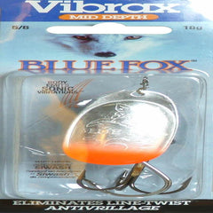 Blue Fox Super Vibrax Classic Spinner with red tip, silver body, ideal for casting and attracting predatory fish