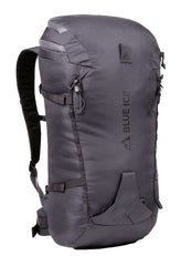 Blue Ice Chiru 25L pack back panel supports stable load on rugged climbs.