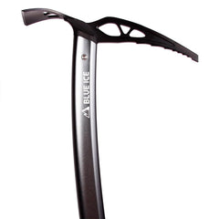 Blue Ice Falk ice axe with dual-textured grip for secure operation in cold
