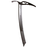 Blue Ice Falk ice axe head detail showing chromoly steel for dependable ice contact